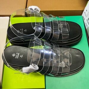 Brand New_ Call It Spring black platform sandals with clear plastic straps_8.5